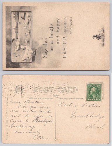 Vintage easter postcard - postcard, chicks
